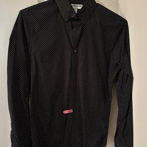 Express Mens 1MX Extra Slim Dress Shirt Black Polka